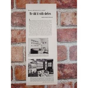 1950 "We Did It With Shelves" by‎ Dorothy Heckard Bld Bookcase Vtg Print Article